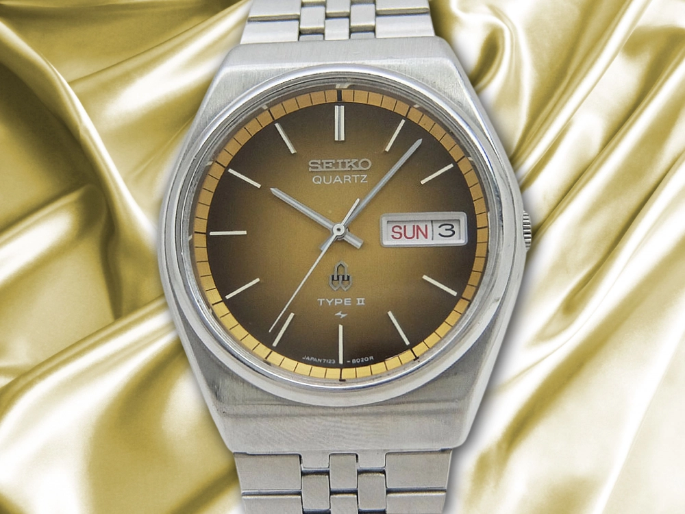 Seiko Type II 7123-8010 Quartz Brown Gradient Dial Day-Date SS
