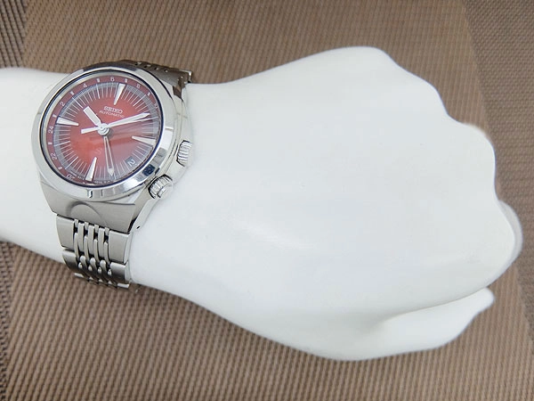 SEIKO SUS 4S12-0010 Automatic Red Dial GMT 24H Inner Bezel See