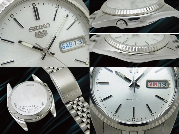 Seiko 5 SKXJ89K 7S26-3110 Silver Dial Fluted Bezel Automatic 36mm