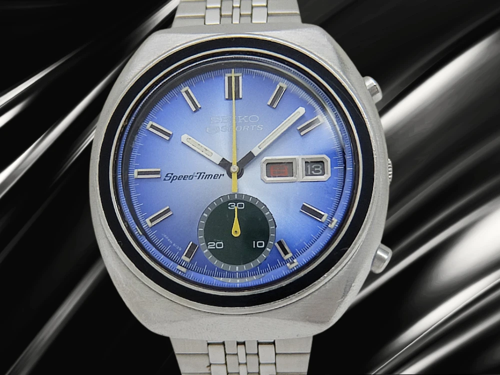 Seiko 5 Sports Speed Timer 6139-8000 Blue Grad Dial 1970 Auto